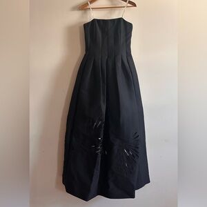 Halston Heritage Black Strapless Long Formal Dress